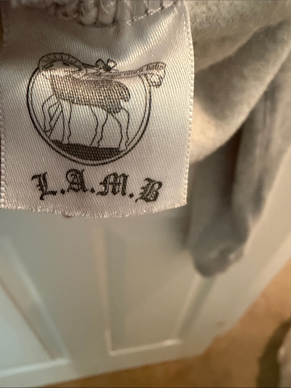 L.A.M.B. Light Gray Zip-Up Hoodie Bomber Jacket with Small Chest Patch - Picture 7 of 11